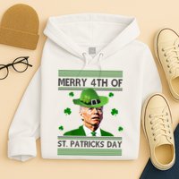Merry 4th Of St Patrick's Day Funny Joe Biden Hoodie