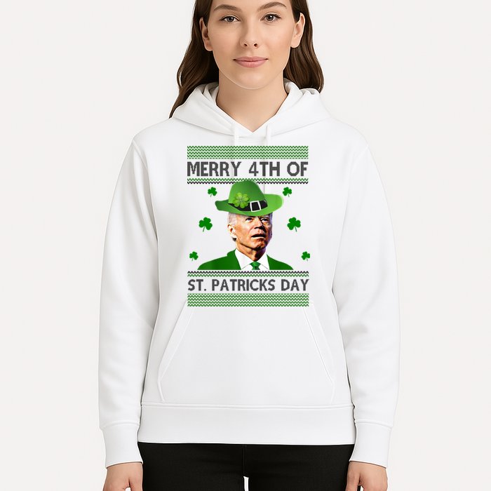 Merry 4th Of St Patrick's Day Funny Joe Biden Hoodie