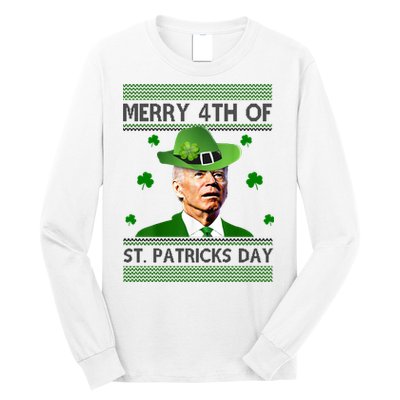 Merry 4th Of St Patrick's Day Funny Joe Biden Long Sleeve Shirt