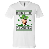 Merry 4th Of St Patrick's Day Funny Joe Biden V-Neck T-Shirt