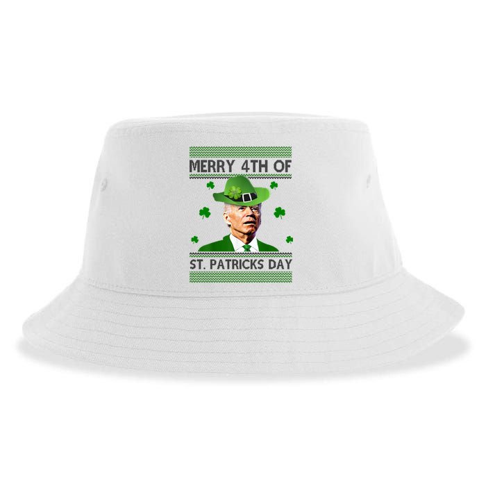 Merry 4th Of St Patrick's Day Funny Joe Biden Sustainable Bucket Hat