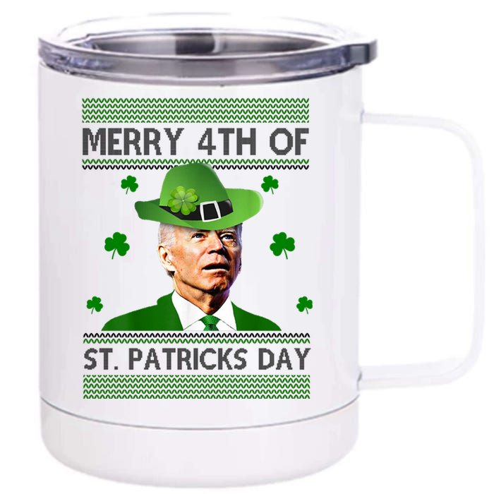 Merry 4th Of St Patrick's Day Funny Joe Biden 12 oz Stainless Steel Tumbler Cup