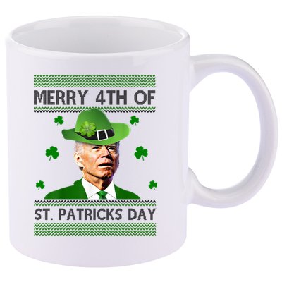 Merry 4th Of St Patrick's Day Funny Joe Biden 11oz C Handle Ceramic Mug