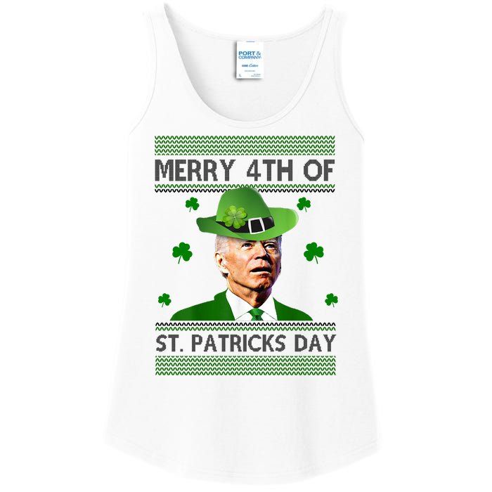 Merry 4th Of St Patrick's Day Funny Joe Biden Ladies Essential Tank