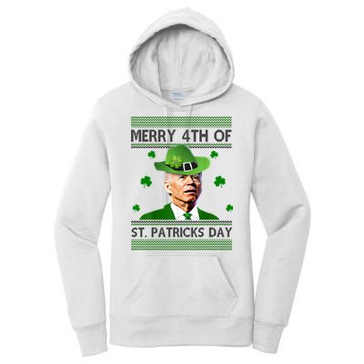 Merry 4th Of St Patrick's Day Funny Joe Biden Women's Pullover Hoodie