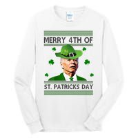 Merry 4th Of St Patrick's Day Funny Joe Biden Tall Long Sleeve T-Shirt