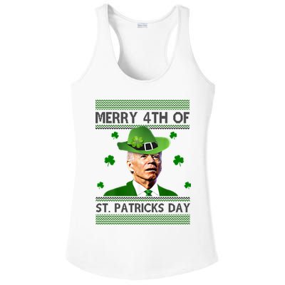 Merry 4th Of St Patrick's Day Funny Joe Biden Ladies PosiCharge Competitor Racerback Tank
