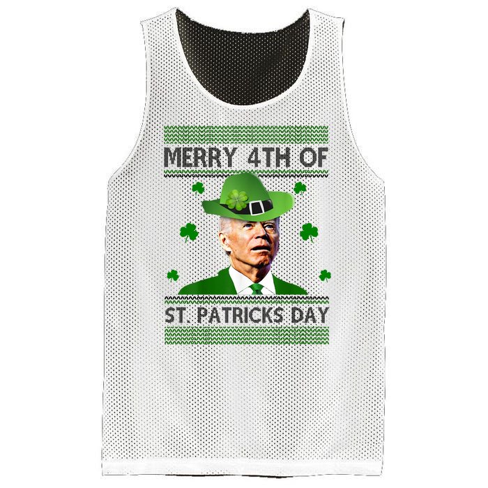 Merry 4th Of St Patrick's Day Funny Joe Biden Mesh Reversible Basketball Jersey Tank