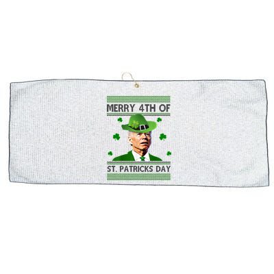 Merry 4th Of St Patrick's Day Funny Joe Biden Large Microfiber Waffle Golf Towel