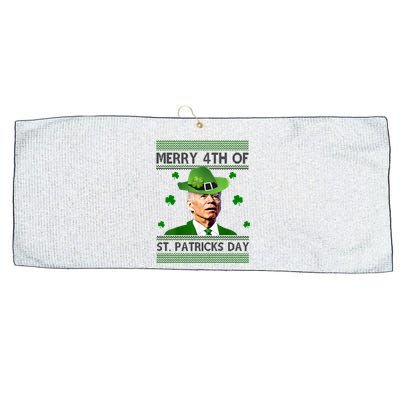 Merry 4th Of St Patrick's Day Funny Joe Biden Large Microfiber Waffle Golf Towel