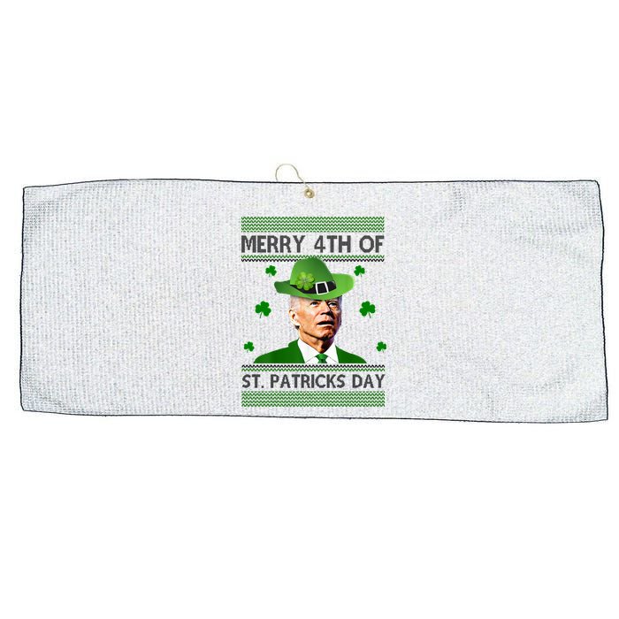 Merry 4th Of St Patrick's Day Funny Joe Biden Large Microfiber Waffle Golf Towel