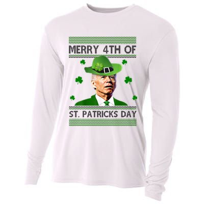Merry 4th Of St Patrick's Day Funny Joe Biden Cooling Performance Long Sleeve Crew
