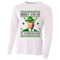 Merry 4th Of St Patrick's Day Funny Joe Biden Cooling Performance Long Sleeve Crew