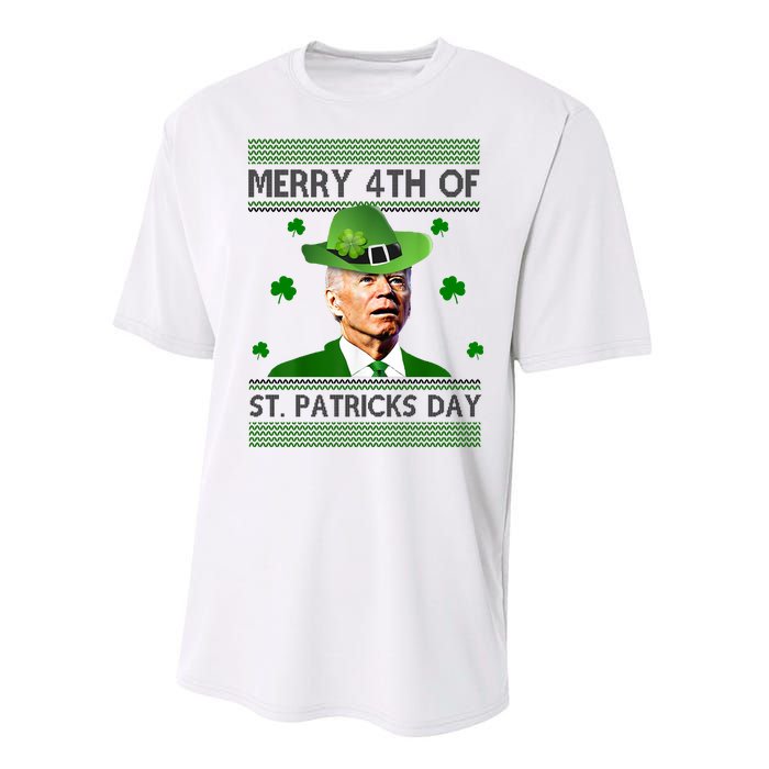 Merry 4th Of St Patrick's Day Funny Joe Biden Performance Sprint T-Shirt