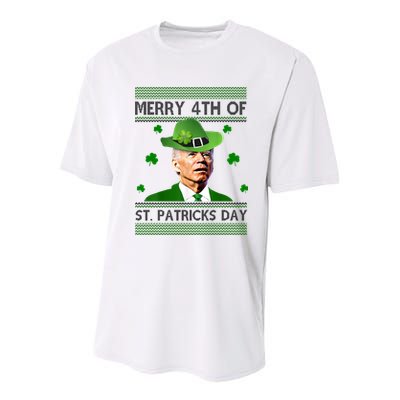 Merry 4th Of St Patrick's Day Funny Joe Biden Youth Performance Sprint T-Shirt