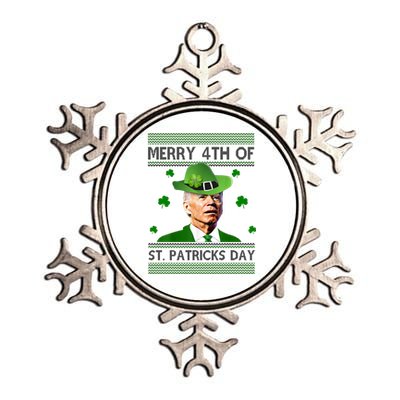 Merry 4th Of St Patrick's Day Funny Joe Biden Metallic Star Ornament