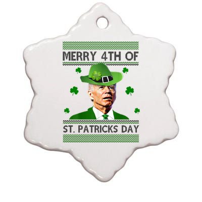 Merry 4th Of St Patrick's Day Funny Joe Biden Ceramic Star Ornament