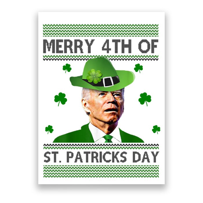 Merry 4th Of St Patrick's Day Funny Joe Biden Poster