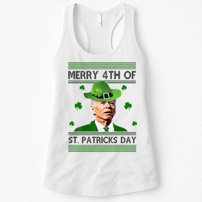 Merry 4th Of St Patrick's Day Funny Joe Biden Womens Tank Top