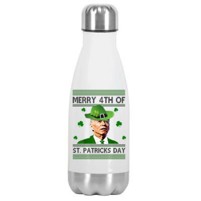 Merry 4th Of St Patrick's Day Funny Joe Biden Stainless Steel Insulated Water Bottle