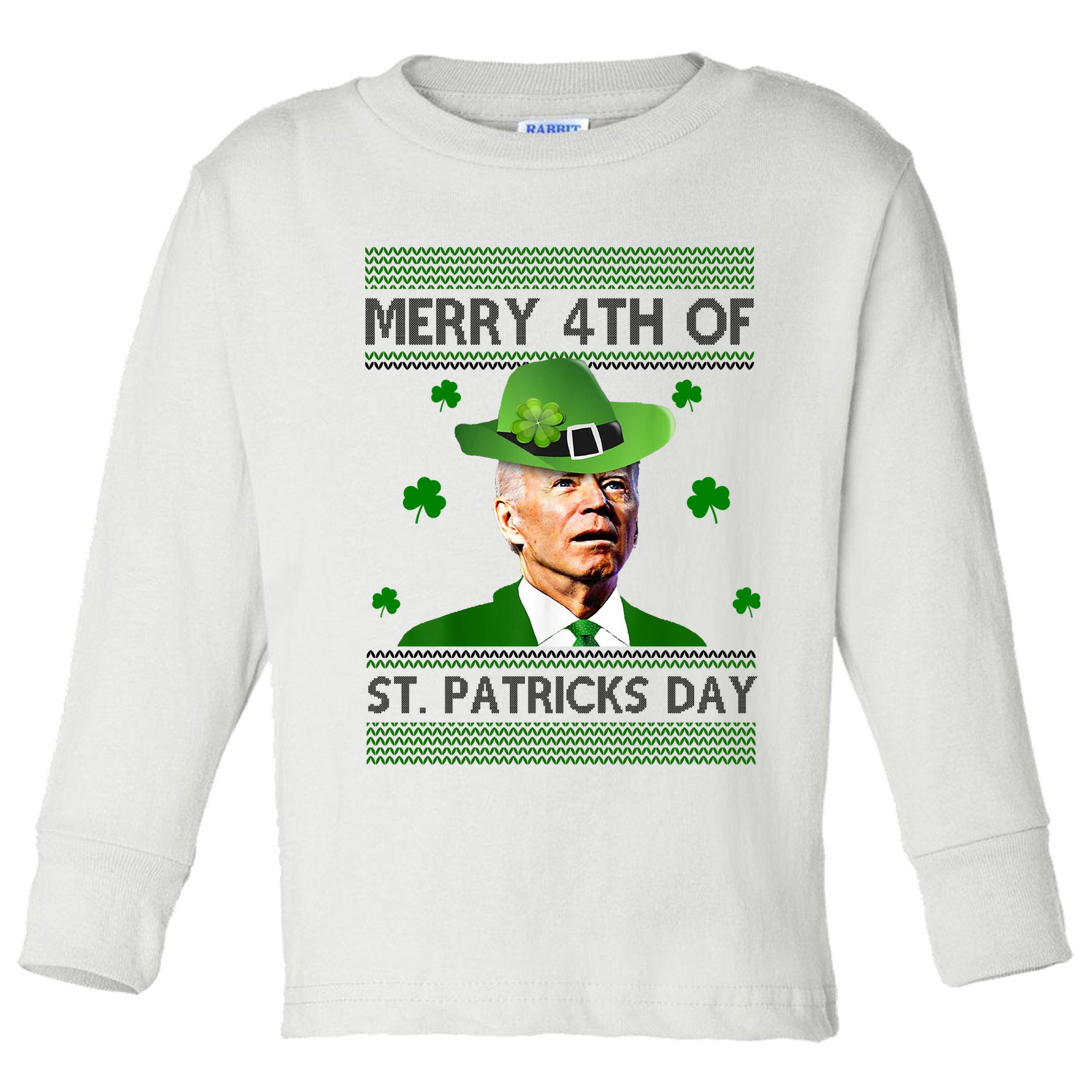 Merry 4th Of St Patrick's Day Funny Joe Biden Toddler Long Sleeve Shirt