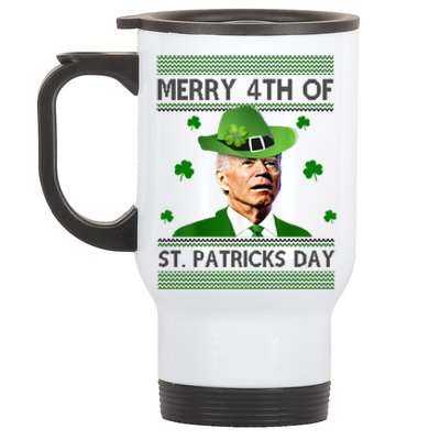 Merry 4th Of St Patrick's Day Funny Joe Biden Stainless Steel Travel Mug