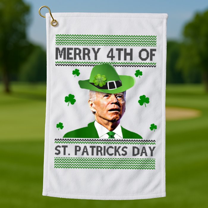 Merry 4th Of St Patrick's Day Funny Joe Biden Golf Towel