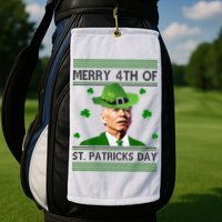 Merry 4th Of St Patrick's Day Funny Joe Biden Golf Towel