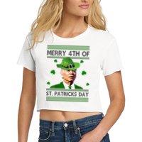 Merry 4th Of St Patrick's Day Funny Joe Biden Crop Top