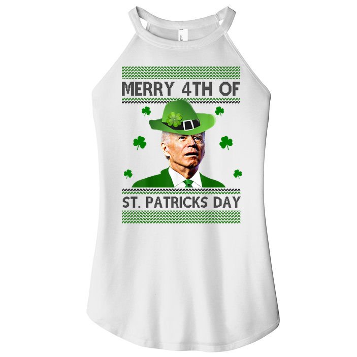 Merry 4th Of St Patrick's Day Funny Joe Biden Women's Perfect Tri Rocker Tank