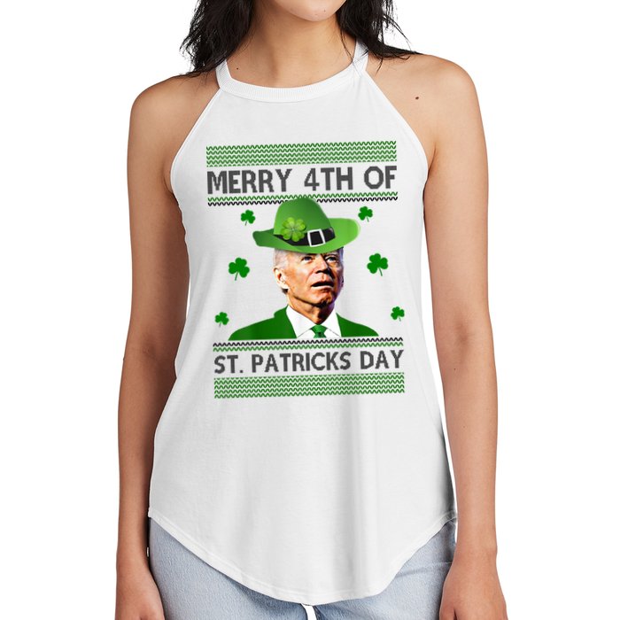 Merry 4th Of St Patrick's Day Funny Joe Biden Women's Perfect Tri Rocker Tank