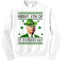 Merry 4th Of St Patrick's Day Funny Joe Biden Kids Sweatshirt