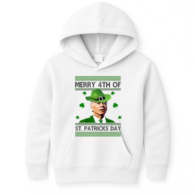 Merry 4th Of St Patrick's Day Funny Joe Biden Kids Hoodie