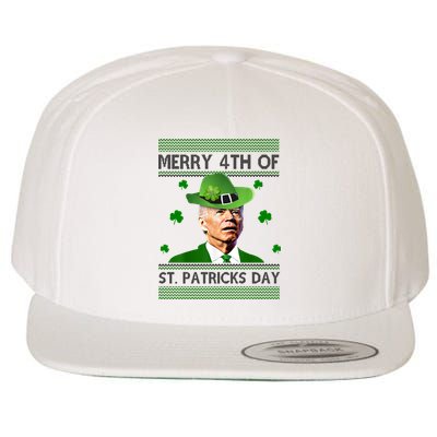 Merry 4th Of St Patrick's Day Funny Joe Biden Wool Snapback Cap