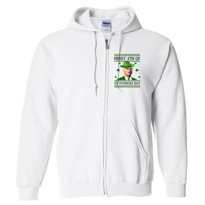 Merry 4th Of St Patrick's Day Funny Joe Biden Full Zip Hoodie