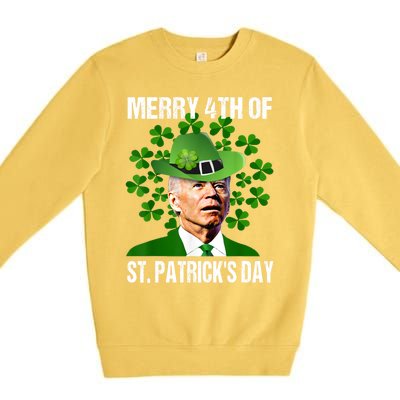 Merry 4th Of St PatrickS Day Joe Biden Leprechaun Hat Funny Cute Gift Premium Crewneck Sweatshirt