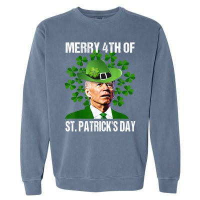 Merry 4th Of St PatrickS Day Joe Biden Leprechaun Hat Funny Cute Gift Garment-Dyed Sweatshirt