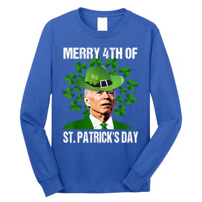 Merry 4th Of St PatrickS Day Joe Biden Leprechaun Hat Funny Cute Gift Long Sleeve Shirt