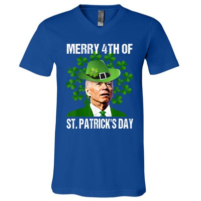 Merry 4th Of St PatrickS Day Joe Biden Leprechaun Hat Funny Cute Gift V-Neck T-Shirt