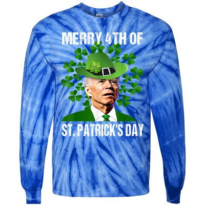 Merry 4th Of St PatrickS Day Joe Biden Leprechaun Hat Funny Cute Gift Tie-Dye Long Sleeve Shirt