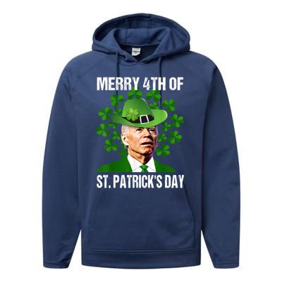 Merry 4th Of St PatrickS Day Joe Biden Leprechaun Hat Funny Cute Gift Performance Fleece Hoodie