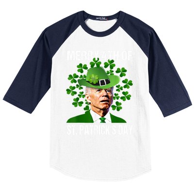 Merry 4th Of St PatrickS Day Joe Biden Leprechaun Hat Funny Cute Gift Baseball Sleeve Shirt