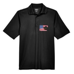 Meowica 4th of July Cat American Flag America USA Funny Men's Origin Performance Pique Polo