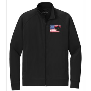 Meowica 4th of July Cat American Flag America USA Funny Stretch Full-Zip Cadet Jacket