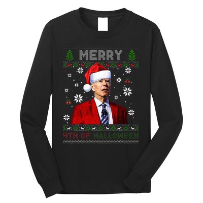 Merry 4th Of Halloween Funny Biden Ugly Christmas Sweater Long Sleeve Shirt