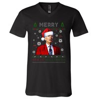 Merry 4th Of Halloween Funny Biden Ugly Christmas Sweater V-Neck T-Shirt