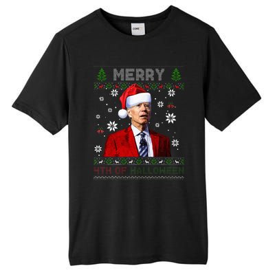 Merry 4th Of Halloween Funny Biden Ugly Christmas Sweater Tall Fusion ChromaSoft Performance T-Shirt