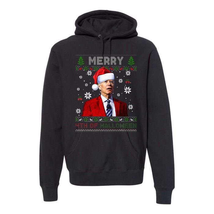 Merry 4th Of Halloween Funny Biden Ugly Christmas Sweater Premium Hoodie