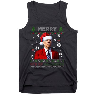 Merry 4th Of Halloween Funny Biden Ugly Christmas Sweater Tank Top