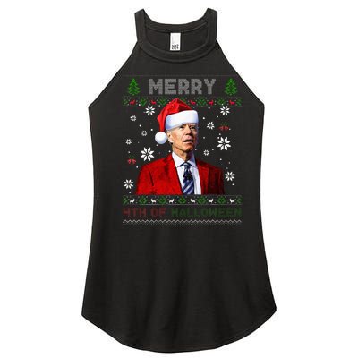 Merry 4th Of Halloween Funny Biden Ugly Christmas Sweater Women’s Perfect Tri Rocker Tank